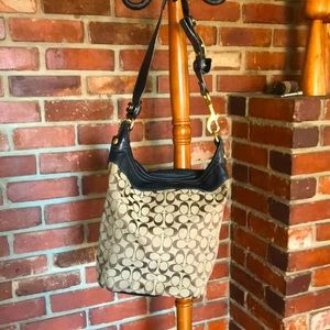 Coach Brown and Black signature Bleeker Bucket crossbody